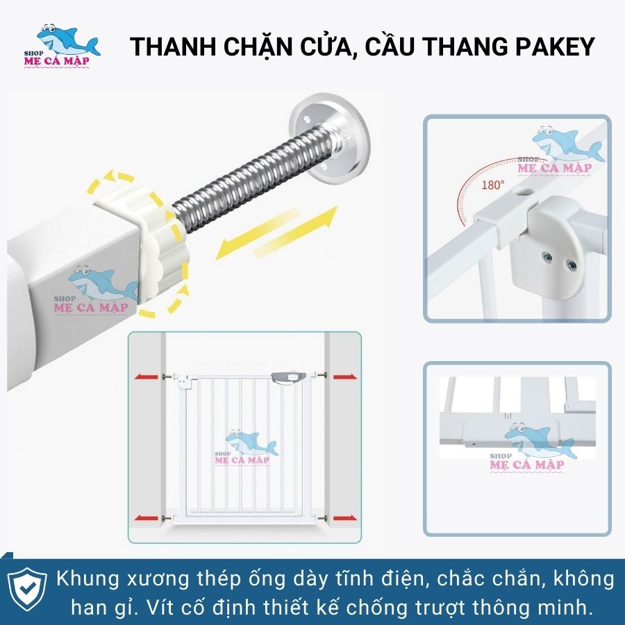 Thanh Chắn Cửa, Chắn Cầu Thang Pakey Không Khoan Đục cao 79cm Bảo Vệ An Toàn Cho Bé