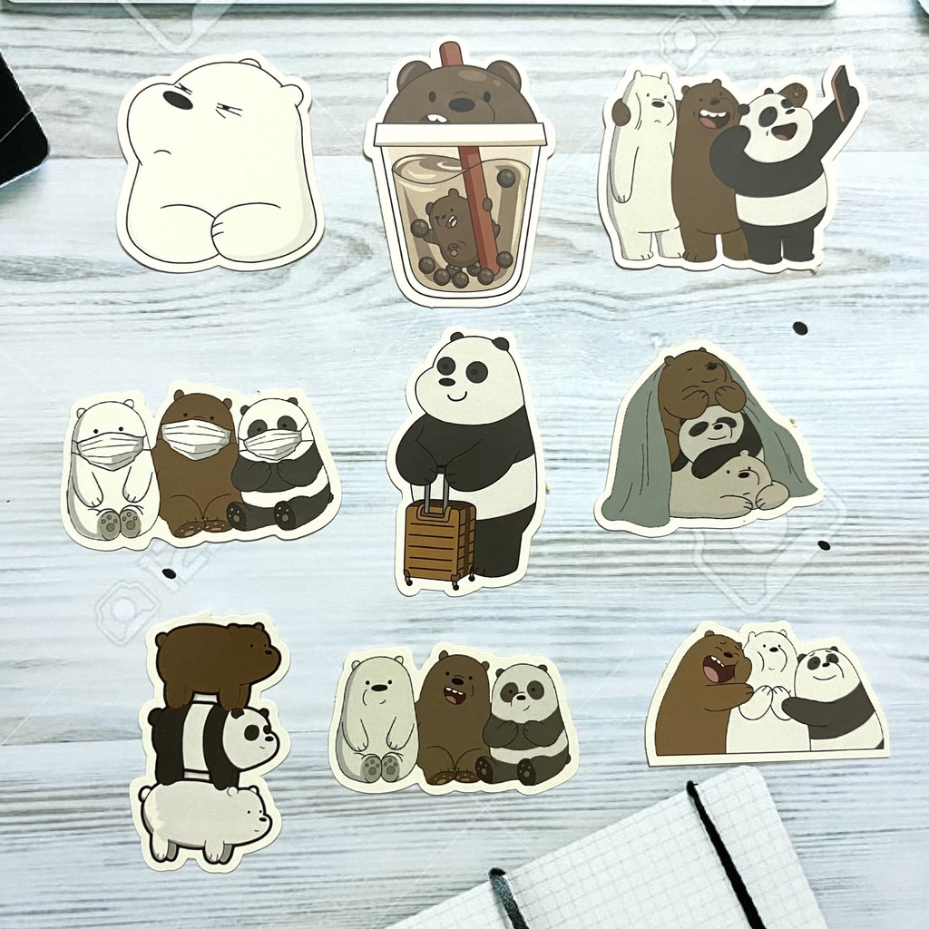 [Twins Plus] Sticker Chúng tôi đơn giản là gấu We bare bears dán trang trí laptop, máy tính bỏ túi, vali, đt,...