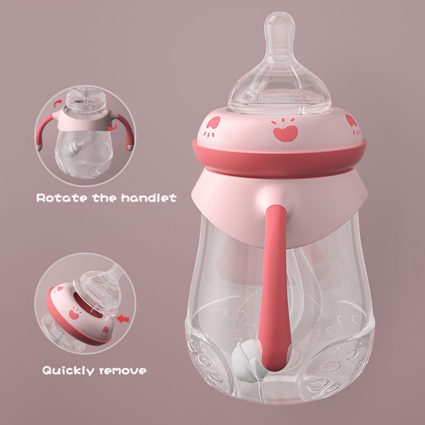 Bình Sữa Có Tay Cầm Chống Tràn Chất Lượng Cao Dành Cho Bé