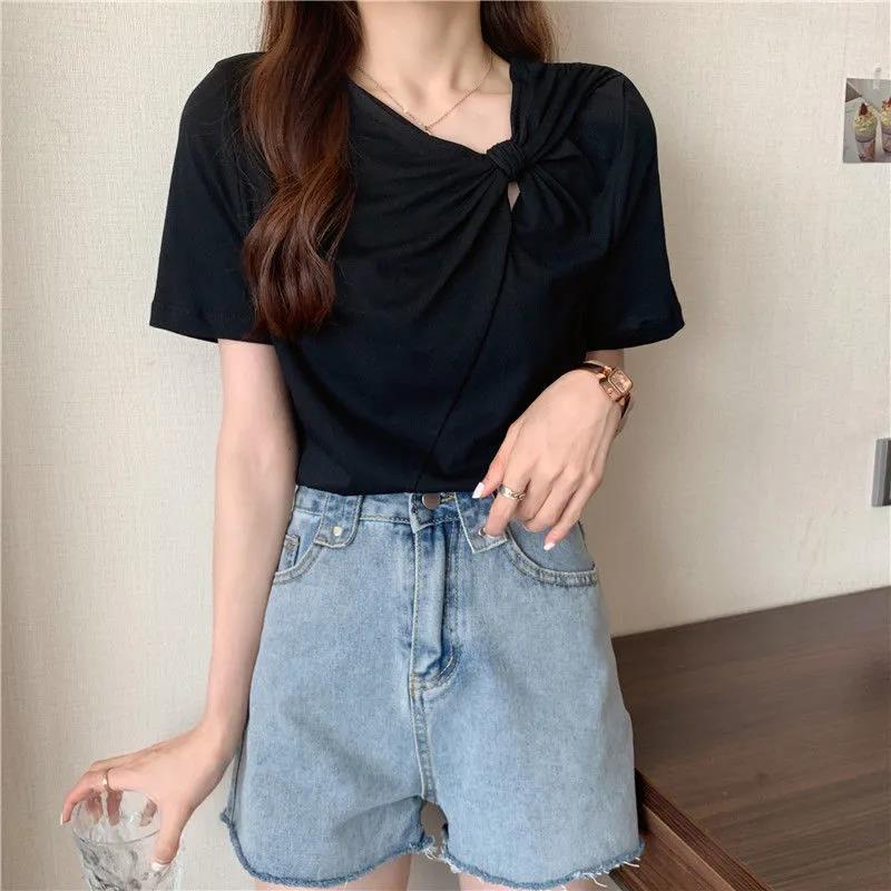 Áo thun IELGY tay ngắn màu trơn dáng ôm dễ phối đồ thời trang cho nữ