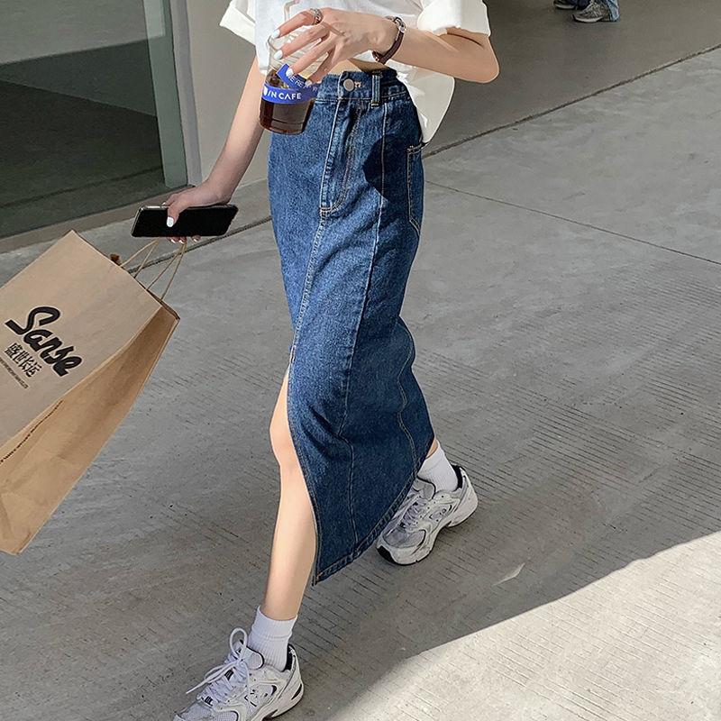Chân váy denim chữ A thiết kế dáng dài vừa thời trang nữ | BigBuy360 - bigbuy360.vn