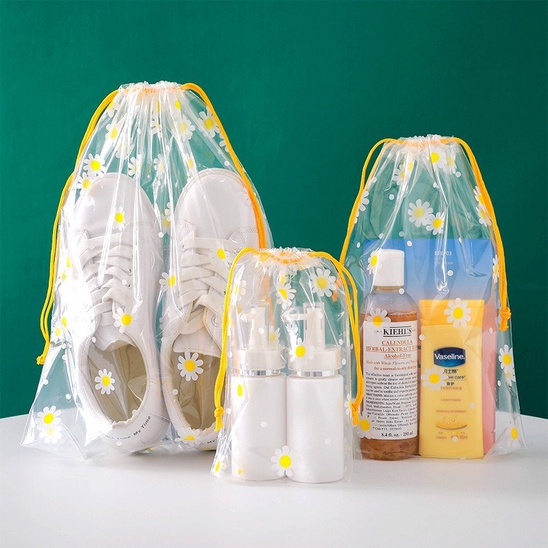 We Flower Set 3 túi dây rút PVC chống thấm nước in họa tiết hoạt hình dễ thương