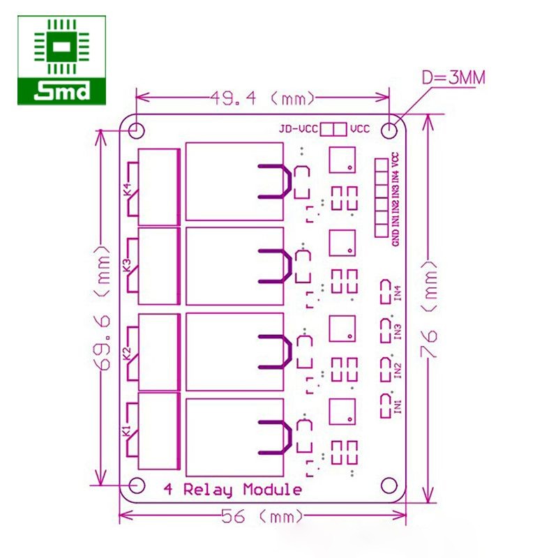 Module 4 relay với opto cách ly 5V đóng cắt thiết bị điện 10A