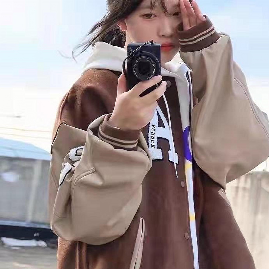 Áo khoác bomber varsity nam nữ màu nâu hot trend 2022 2 lớp Ulzzang Unisex - All.Streetwear