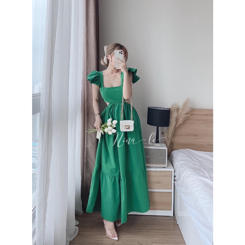 (Ảnh thật) Váy maxi bốn màu tay bèo có nơ chun sau_Namii House