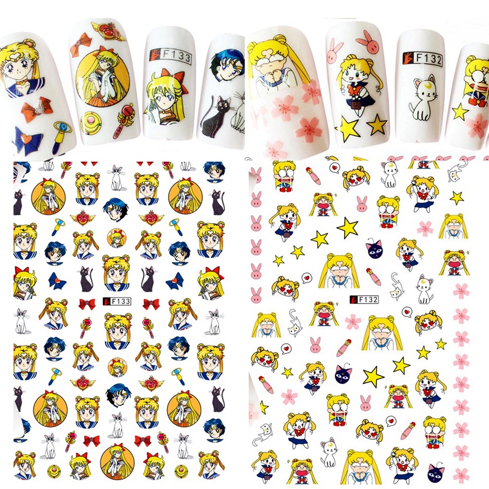 [Hàng mới về] Nhãn dán họa tiết thủy thủ mặt trăng 3D chống nước trang trí móng tay nghệ thuật DIY