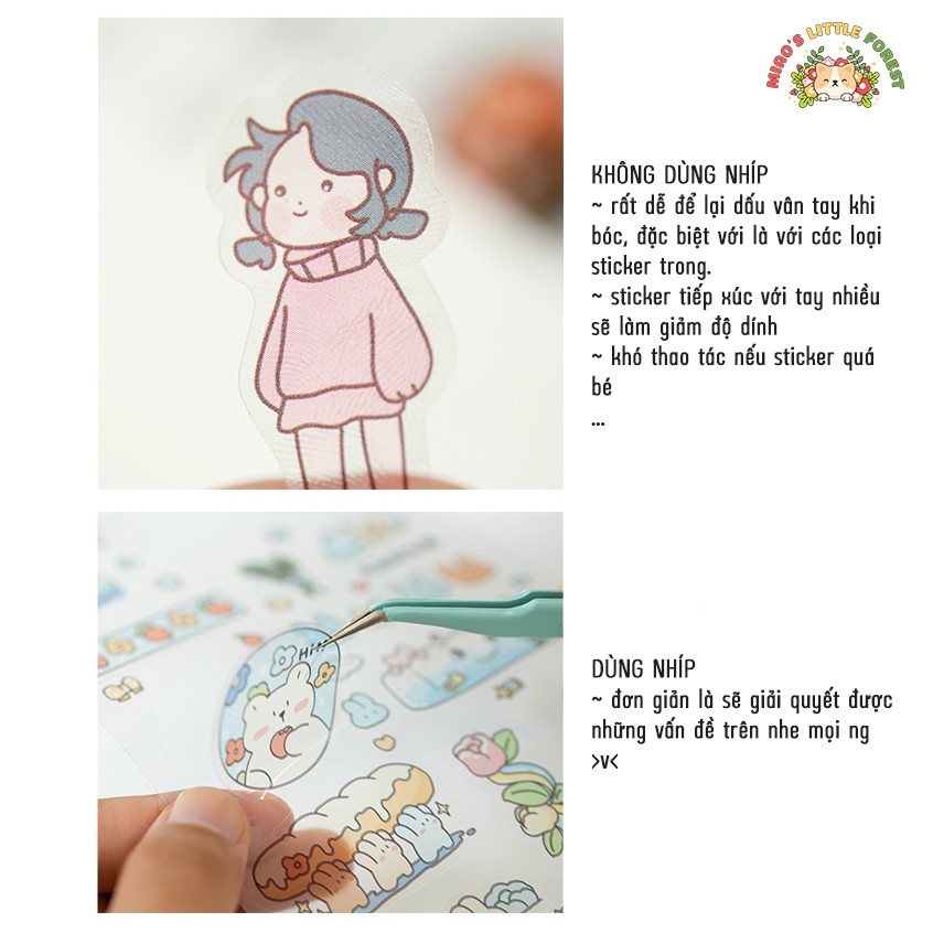 Nhíp gắp sticker MIAO'S LITTLE FOREST nhíp đầu cong đầu thẳng tone màu pastel gắp sticker tiện lợi MOT233