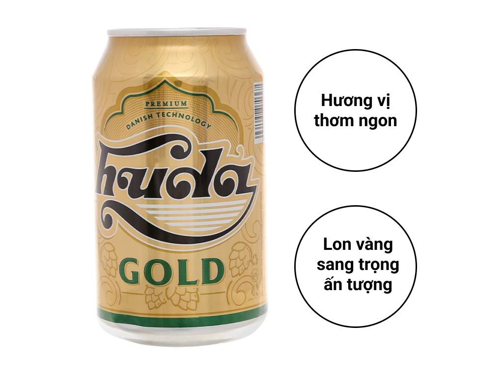 Thùng 24 lon bia Huda Gold 330ml / Lốc 6 lon bia Huda Gold 330ml
