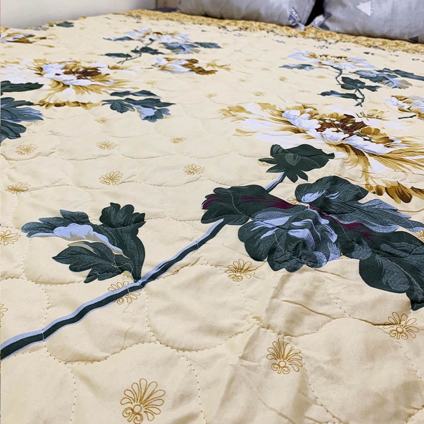 Bộ chăn ga trần bông 5 món hình CÚC VÀNG chất liệu Cotton Poly mềm mịn mát đủ kích thước ga giường 1m6, 1m8, 2m2 x2m