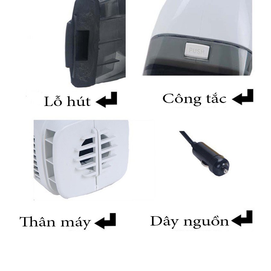 Máy hút bụi xe ô tô cầm tay 12V sạc đầu tẩu