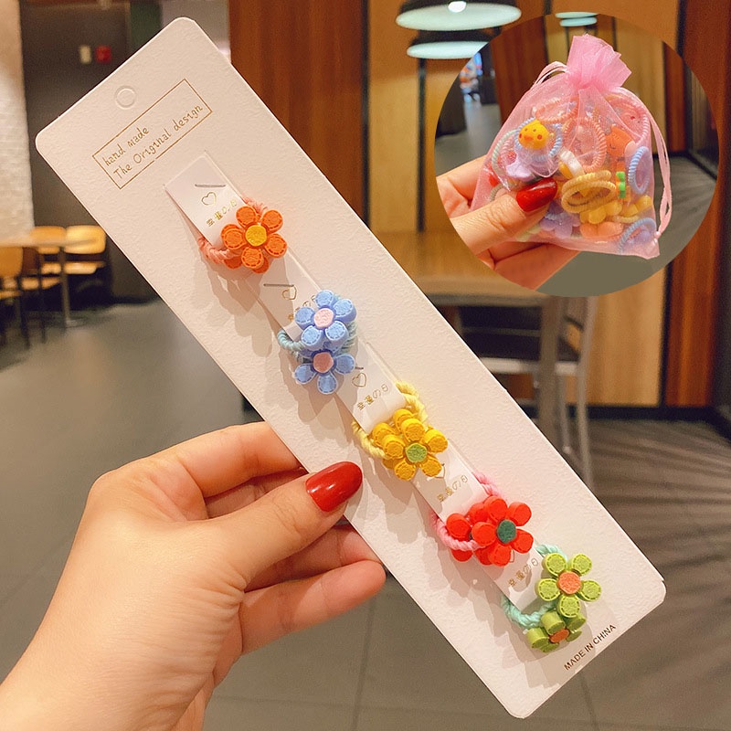 Set 10 dây buộc tóc cao su họa tiết hoạt hình dễ thương cho bé