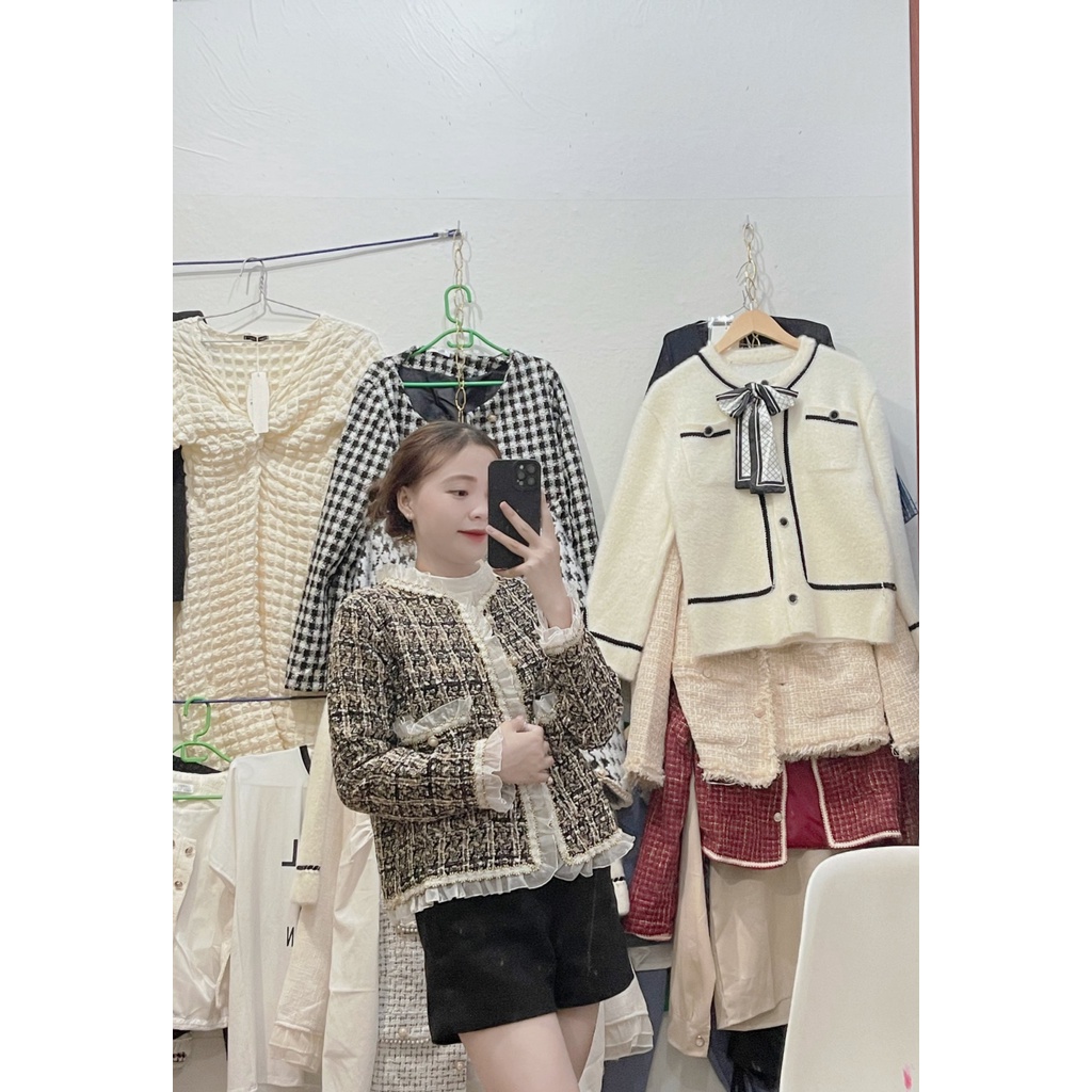 Áo dạ tweed viền bèo tiểu thư ( kèm ảnh thật)