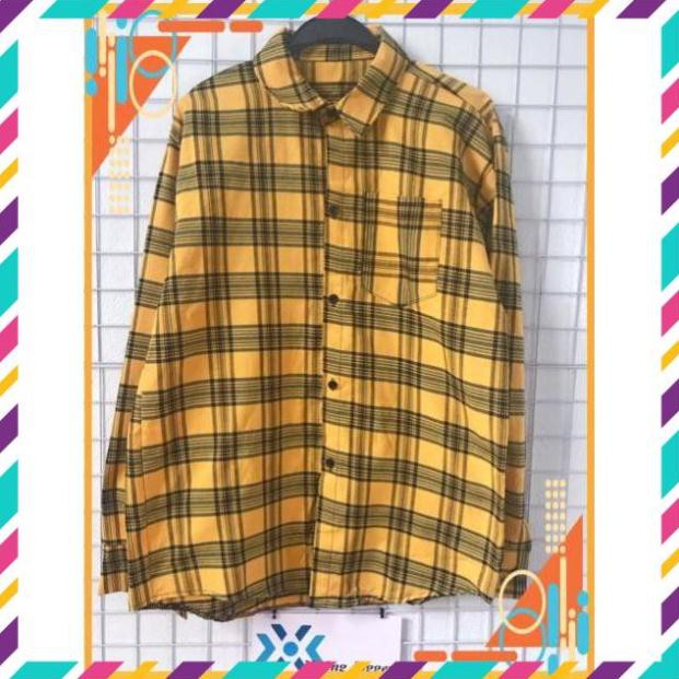 [Mặc Bao Đẹp] Áo sơ mi caro flannel vàng ullzang ảnh thật shop chụp VV