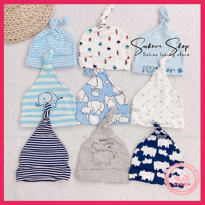 Mũ Mom's Care  Set 3 Chiếc Chất Liệu Cotton Mềm Mại, Co Dãn Mom's Care 0-4m