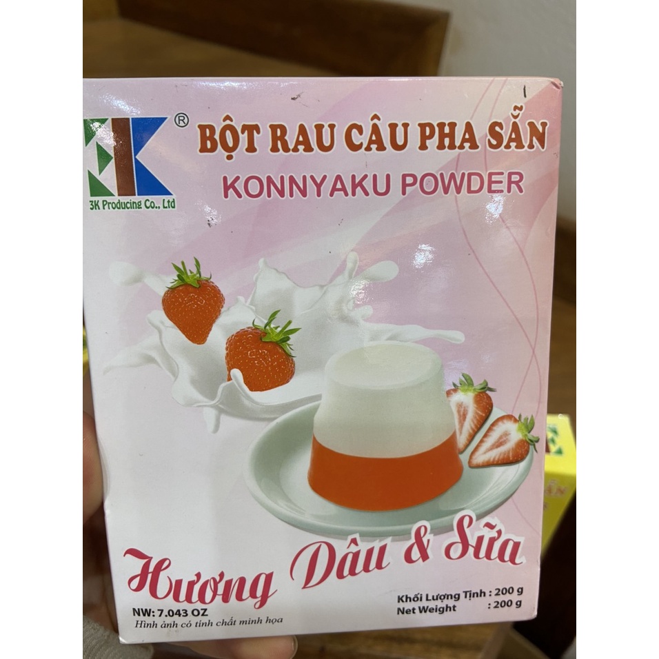 BỘT RAU CÂU PHA SẴN 3K KONNYAKU POWER HƯƠNG LÁ DỨA VÀ SỮA 200G