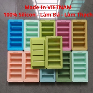 Khay làm đá 5 ngăn cỡ lớn bằng silicon, dễ dàng làm đá và lấy đá ra khỏi khay - màu xanh lá cây
