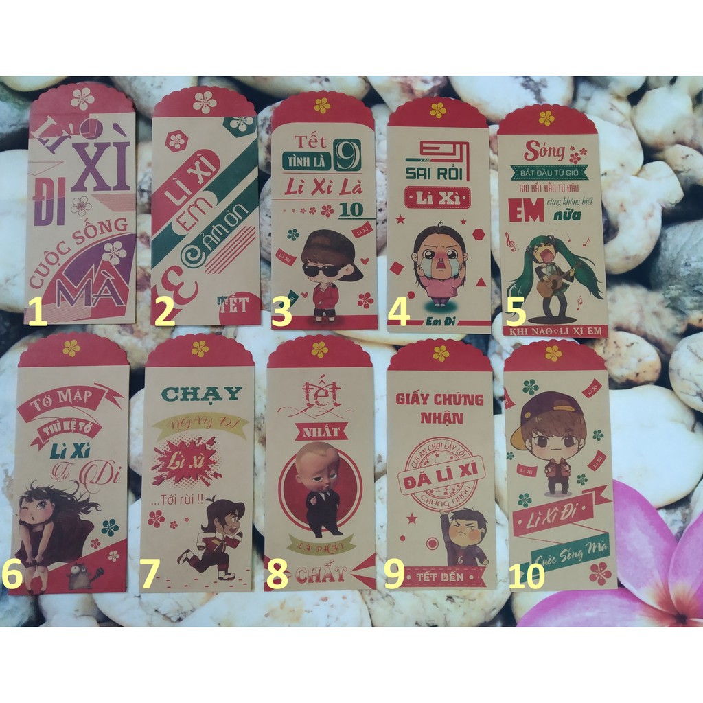 Bao Lì Xì giấy Kraft set 6 cái - Hình Thật Shop Tự Chụp