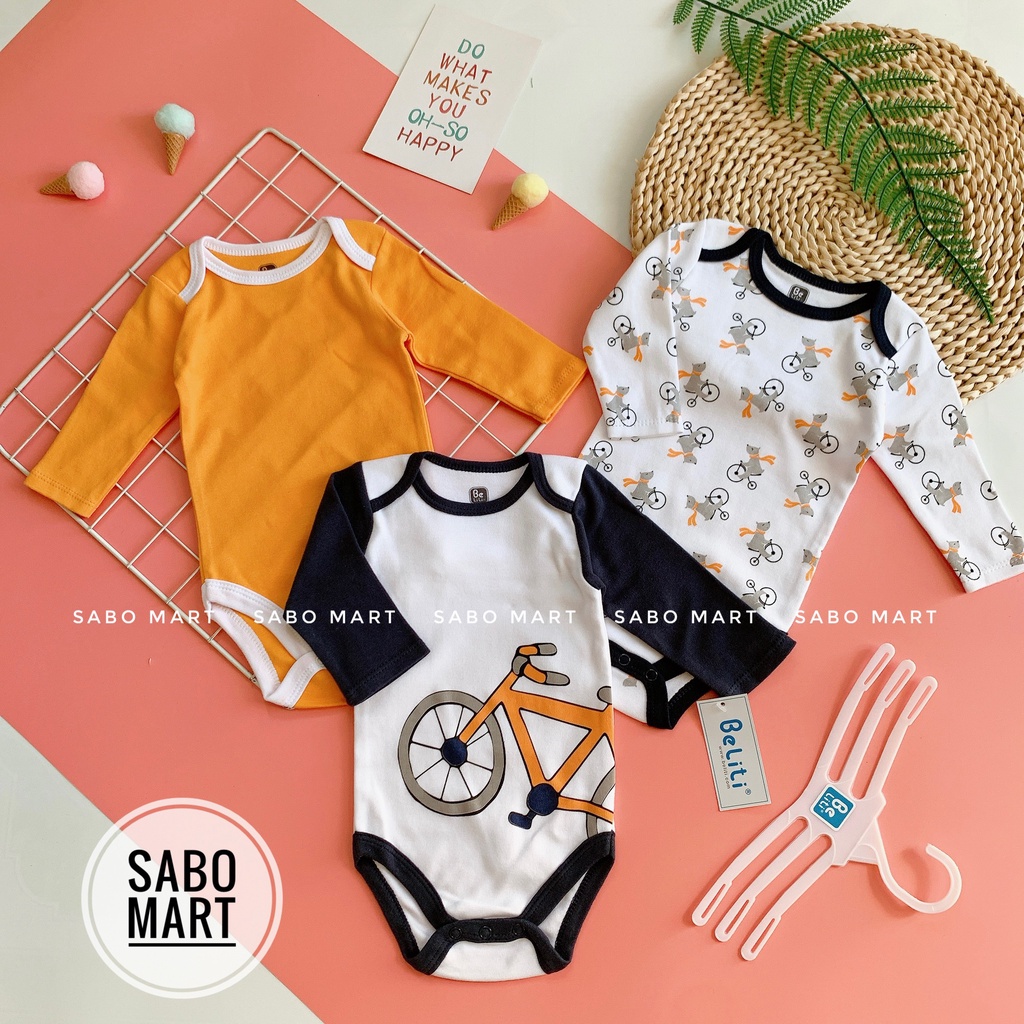 (CHỌN MẪU) SET 3 Bodysuit Body Chip DÀI TAY Belitii Xuất Mỹ Siêu Đẹp Cho Bé Trai Bé Gái