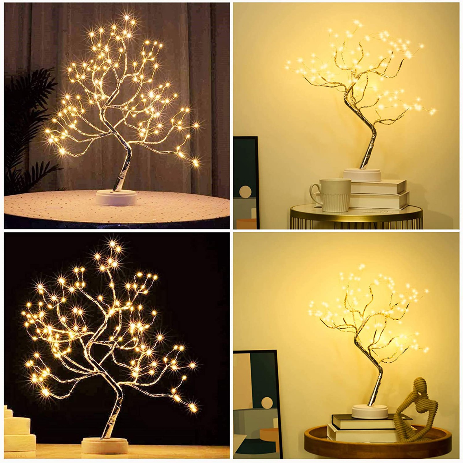 MAYSHOW Wedding Bonsai Tree Light Home Copper Wire String Lights 108 LEDS Night Light Indoor Decoration Party Desktop for Bedroom Battery/USB Operated Gypsophila Lights/Multicolor