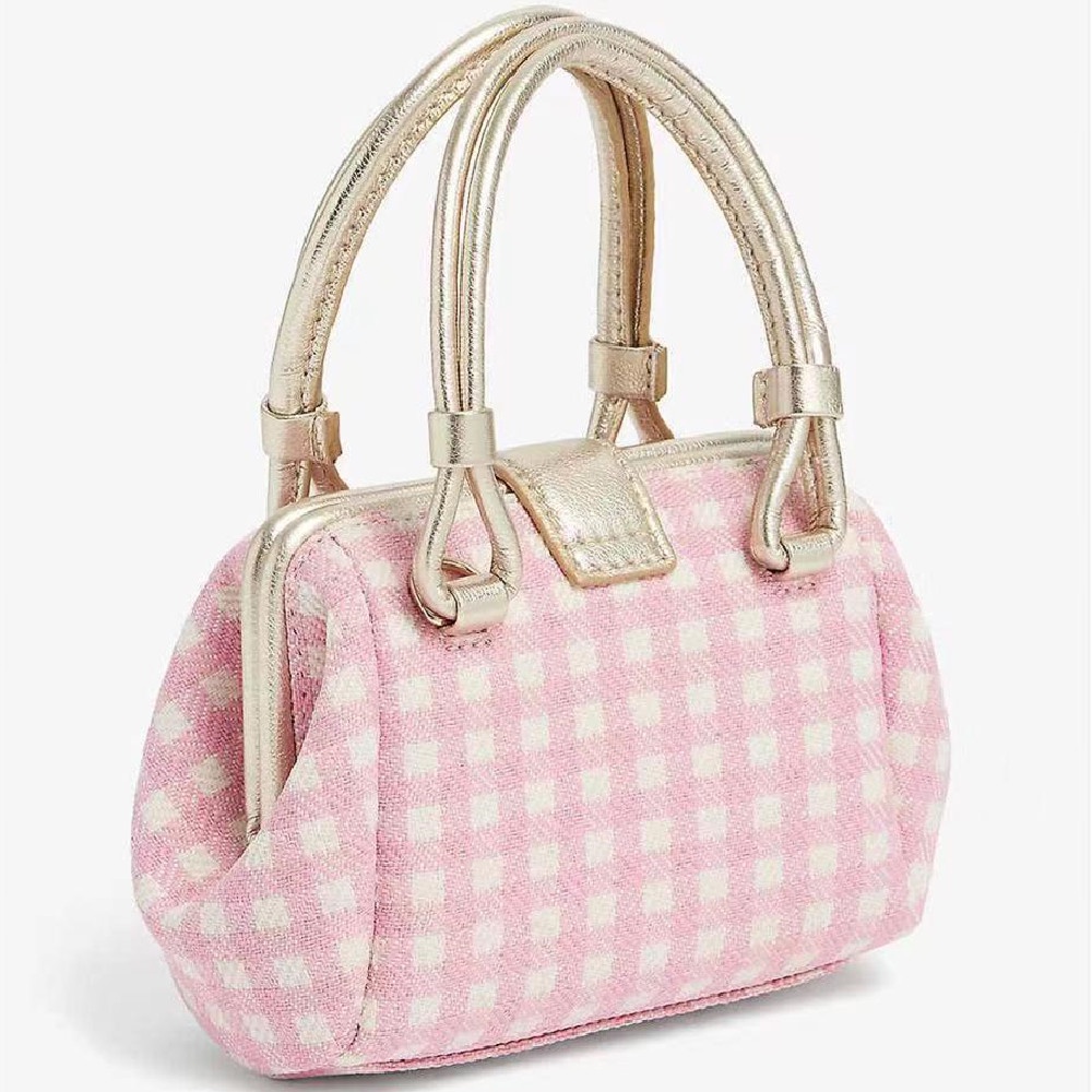 Túi Xách Tay Mini Sọc Ca Rô Màu Hồng Vivienne Westwood Pamela