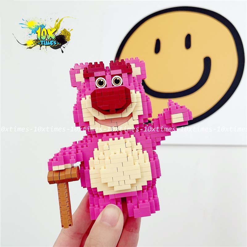 đồ chơi lắp ráp 3d gấu Lotso hồng toy story hoạt hình kì lân, quà tặng bạn gái, quà tặng trẻ em, đồ decor xinh xắn