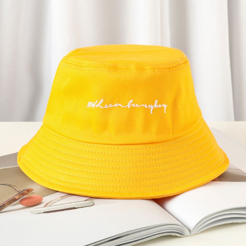 Nón Bucket Vành Rộng Thêu Chữ Vui Nhộn Thời Trang Mùa Hè Cho Bạn Gái Có 22 Màu