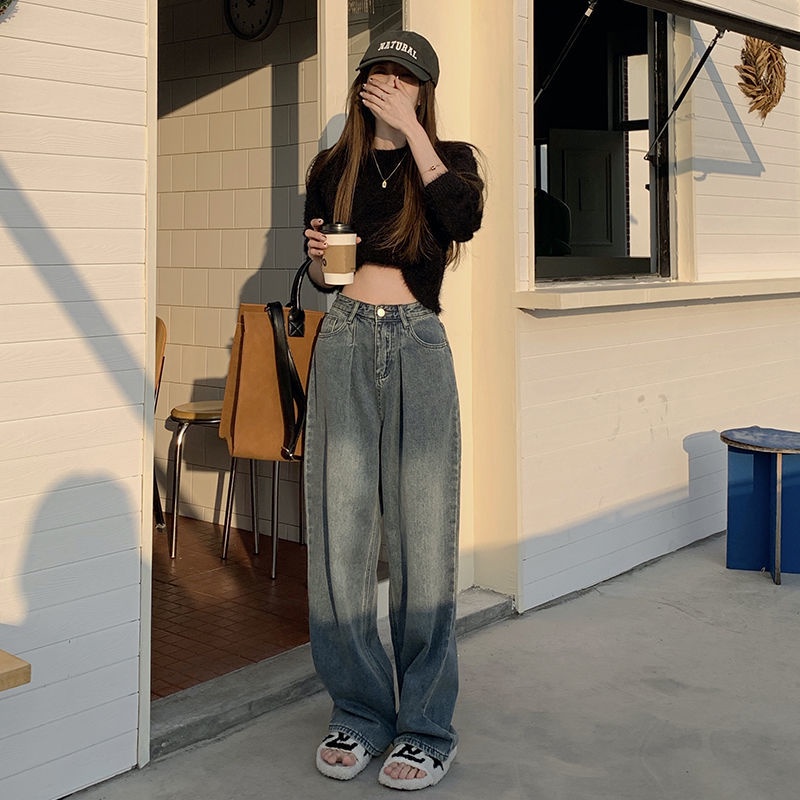 COZOK Quần Jeans Lưng Cao Phong Cách Hàn Quốc Thời Trang Cho Nữ