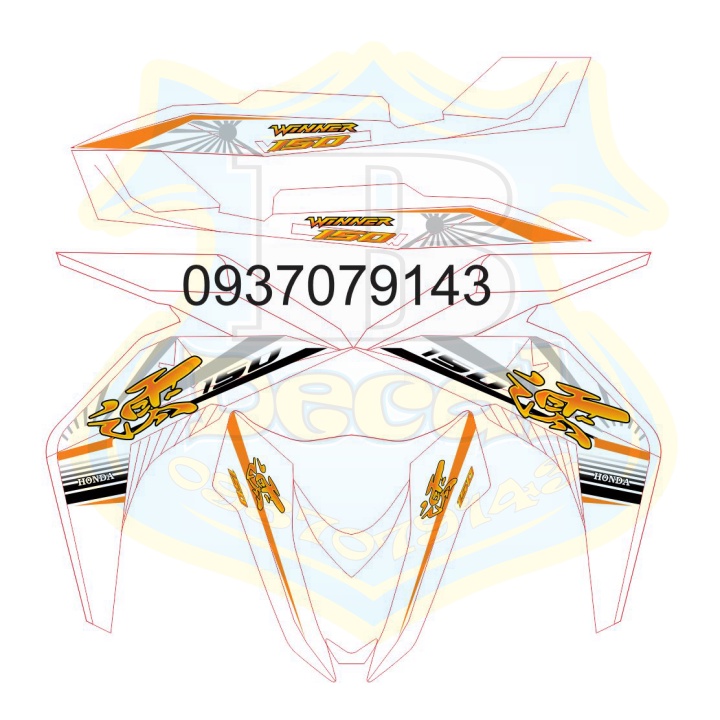 ( Quí khách vui lòng mang ra tiệm cho thợ dán ) Tem winner chũ tàu trắng