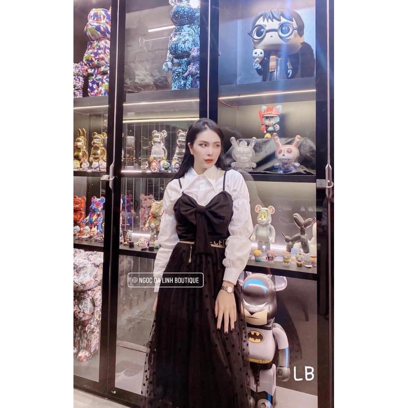 ÁO SƠ MI TAY BỒNG KÈM ÁO YẾM NƠ | BigBuy360 - bigbuy360.vn