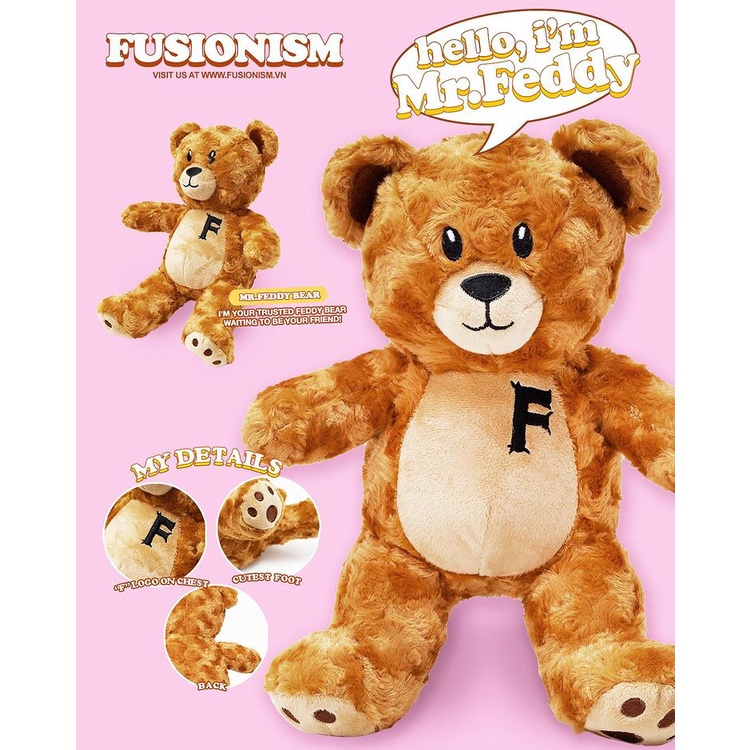 Gấu Bông Mr.Feddy Fusionism - Màu Nâu - Size 30x20 cm