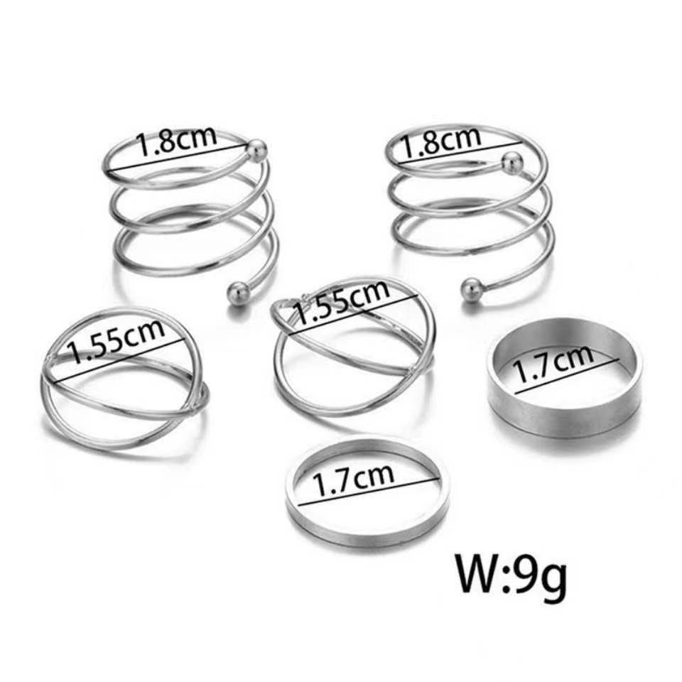 Set 6 nhẫn có thể điều chỉnh phong cách Hàn Quốc cho nữ