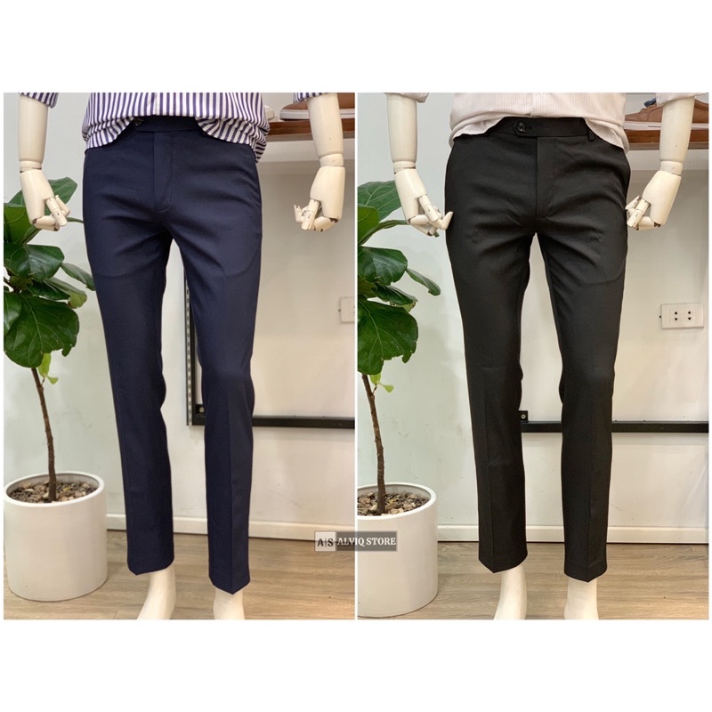 Quần vải AlviQ, form slim, vải chống nhăn.
