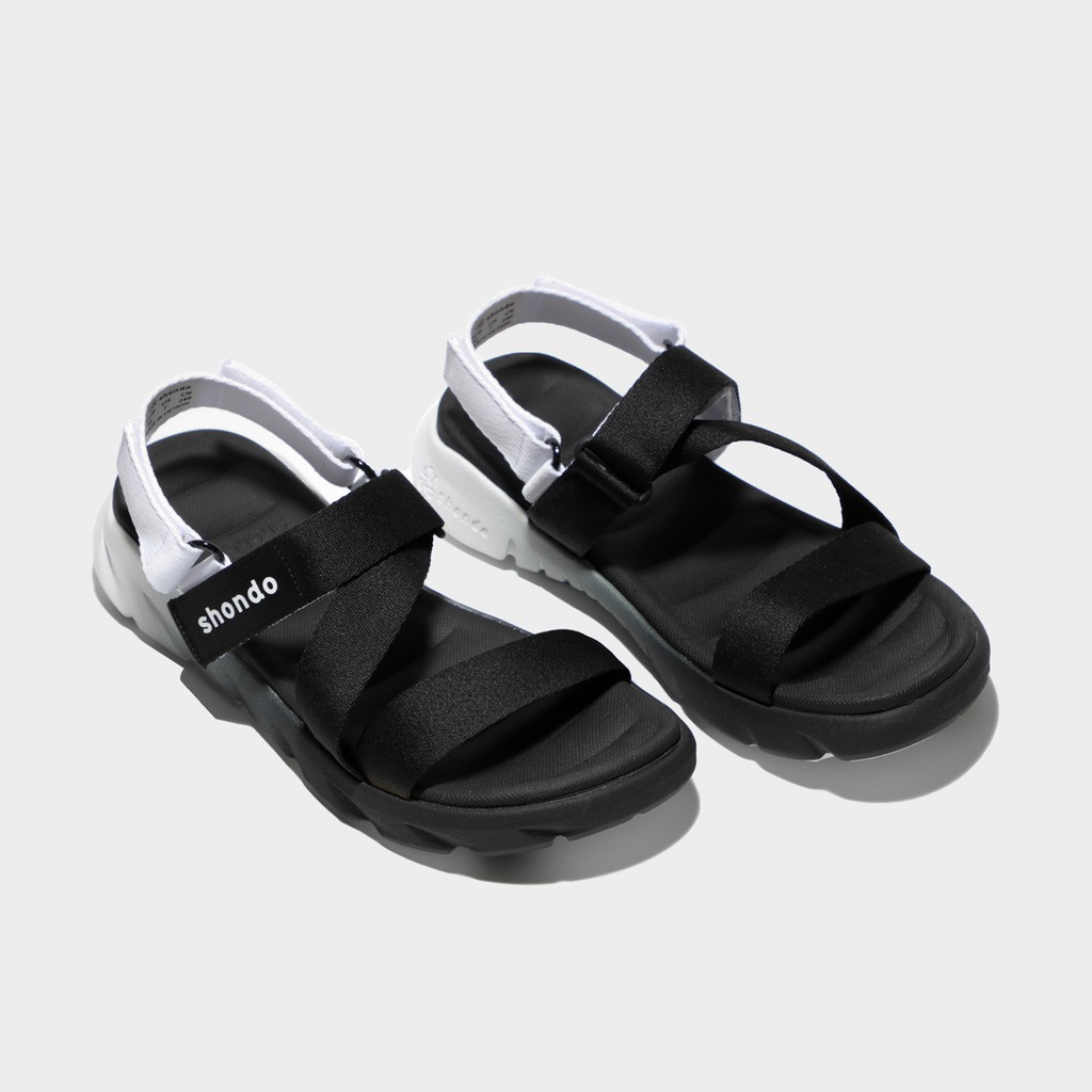 Giày Sandals Nam Nữ Unisex Shondo F6 Sport Ombre Đế 2 Màu Đen Trắng F6S0110