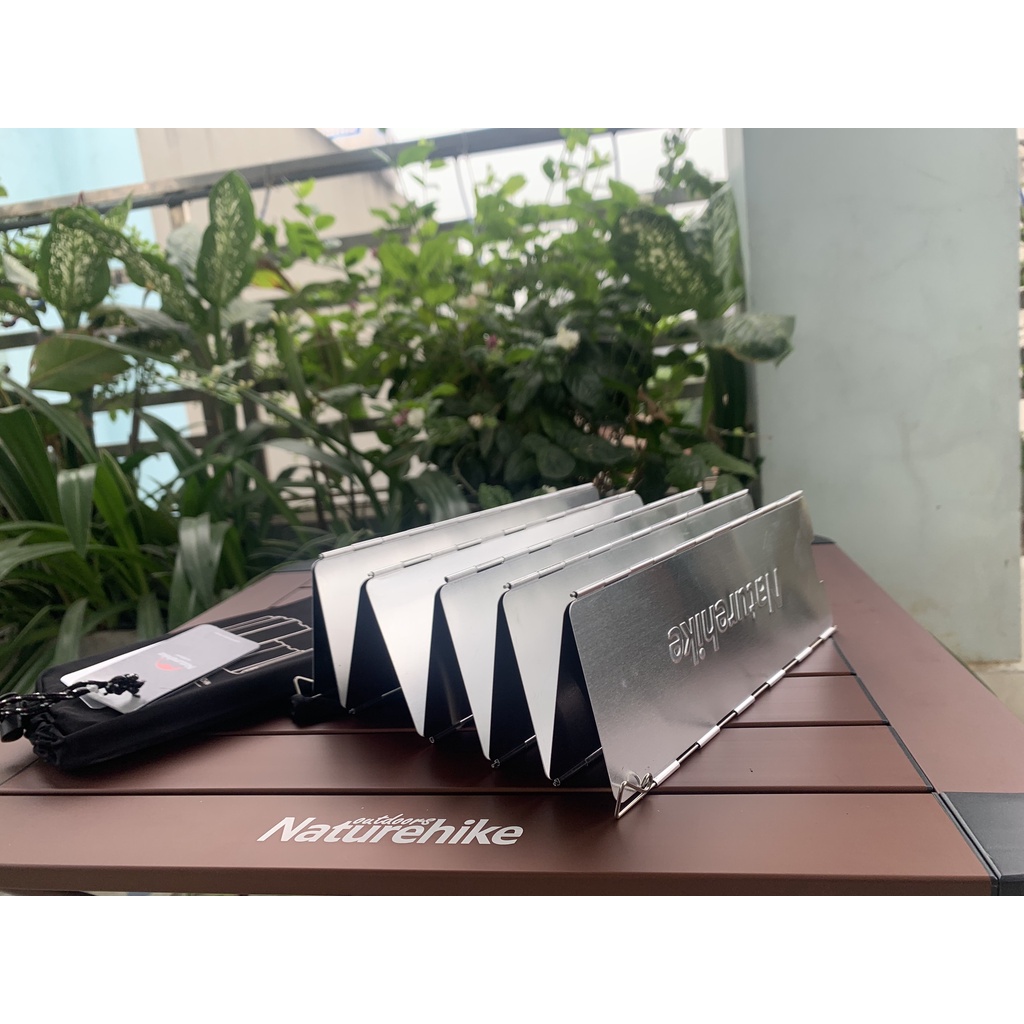 Tấm chắn gió bếp ga dã ngoại Naturehike 10 tấm bằng hợp kim nhôm, chịu nhiệt tốt chống mài mòn nhỏ nhẹ gấp gọn tiện dụng