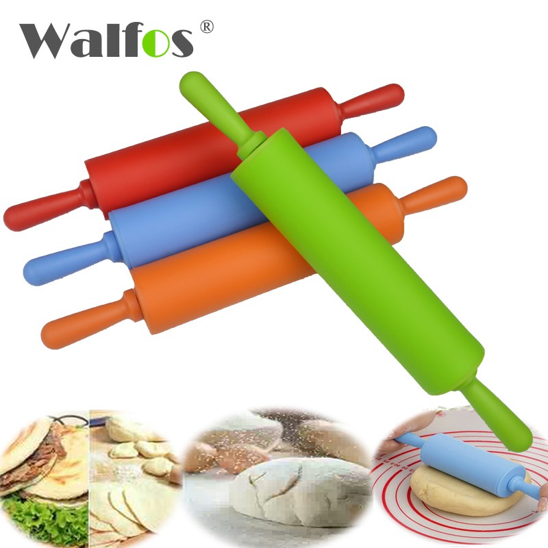 Cán lăn bột làm bánh WALFOS không dính 22cm bằng silicone và PP với 4 màu lựa chọn