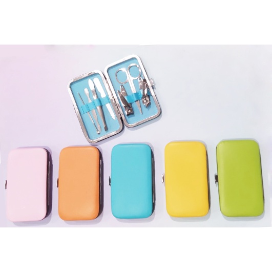 set bấm móng tay màu sắc vỏ da pu 7 món BMT6 dễ thương cute dễ thương cắt móng tay