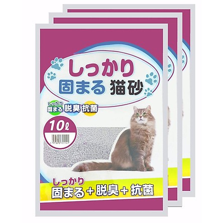 🐱[HÀNG CÓ SẴN]🐱 Combo 3 bịch cát Nhật Bản vệ sinh cho mèo cát trắng - Túi 10L ⭐