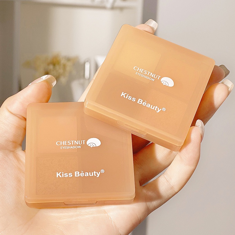 (Hàng Mới Về) Bảng Phấn Mắt Kiss Beauty 4 Màu Chống Thấm Nước Và Lâu Trôi Cao Cấp