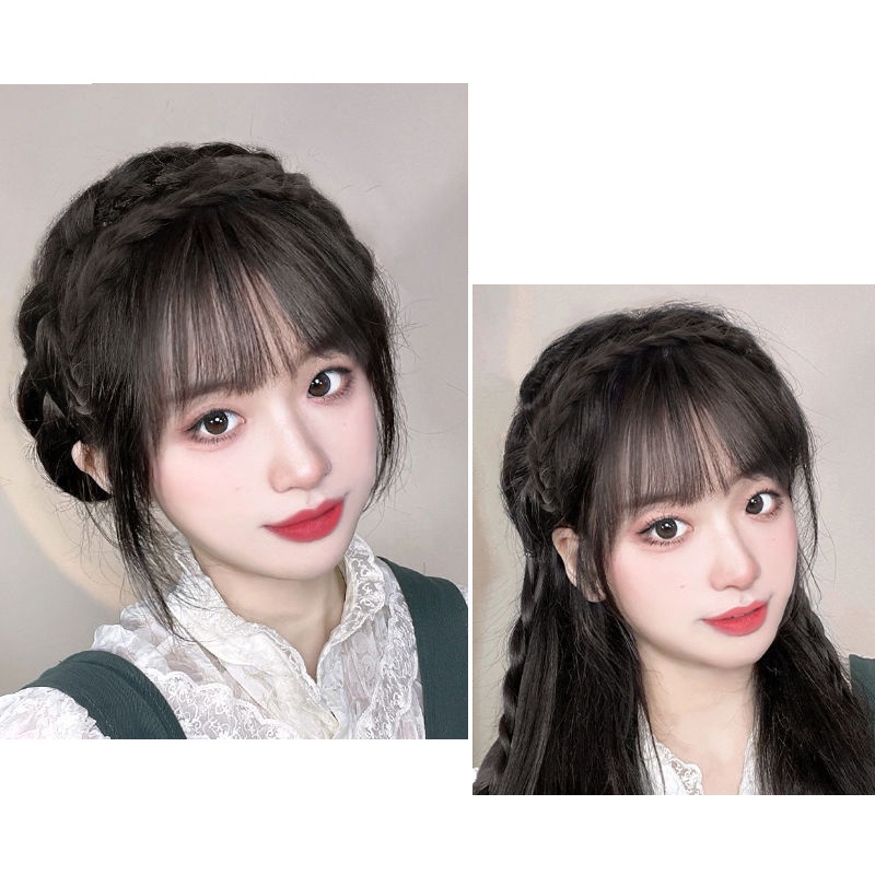 Bộ Tóc Giả Kiểu Tóc Giả Thắt Bím Xương Cá Tự Nhiên Dành Cho Nữ