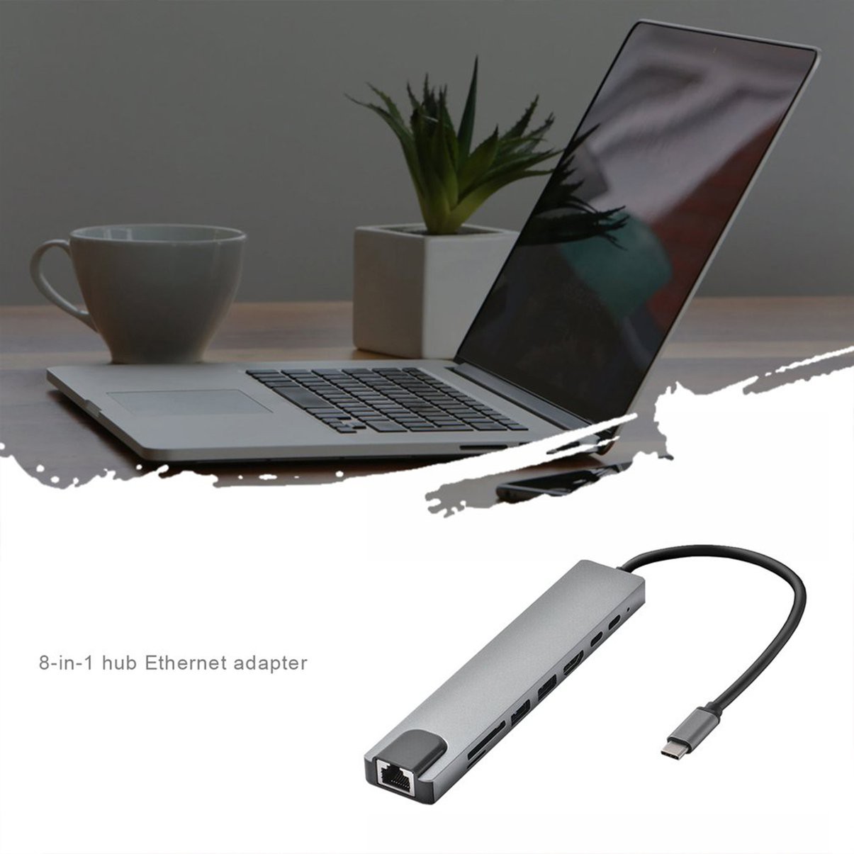 8In1 Usb-C 3.1 To Type-C Usb 3.0 Hub HDMI-Compatible Rj45 Ethernet Micro Tf