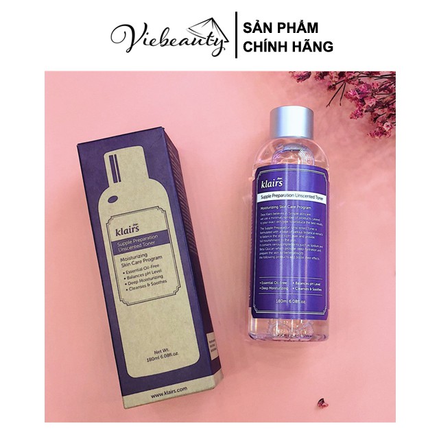 Toner Nước Hoa Hồng Dear, Klairs Dưỡng Ẩm Supple Preparation Facial Unscented 180ml - Khongcoson | BigBuy360 - bigbuy360.vn