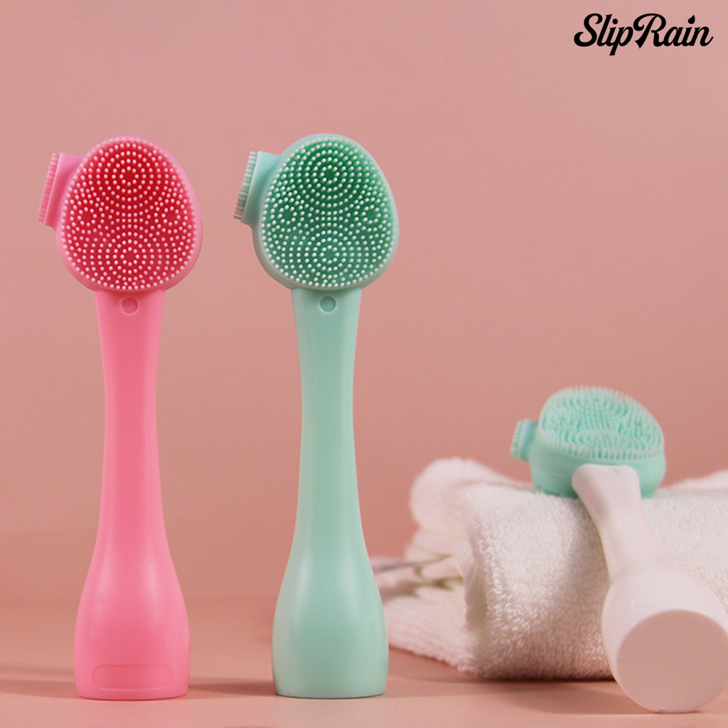 Sliprain ♥1 Set Facial Washing Brush Double-sided Face Care Clean Facial Silicone Brush