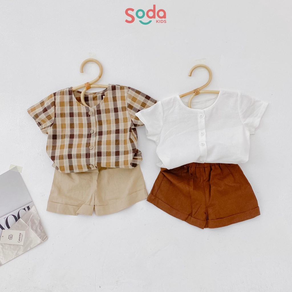 (Hàng thiết kế) áo sơ mi kẻ xanh-nâu