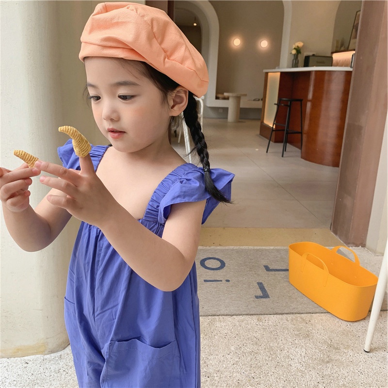 Bộ Áo Liền Quần Tay Cánh Tiên Chất Liệu Cotton Thời Trang Mùa Hè Cho Bé Gái 1-6 Tuổi