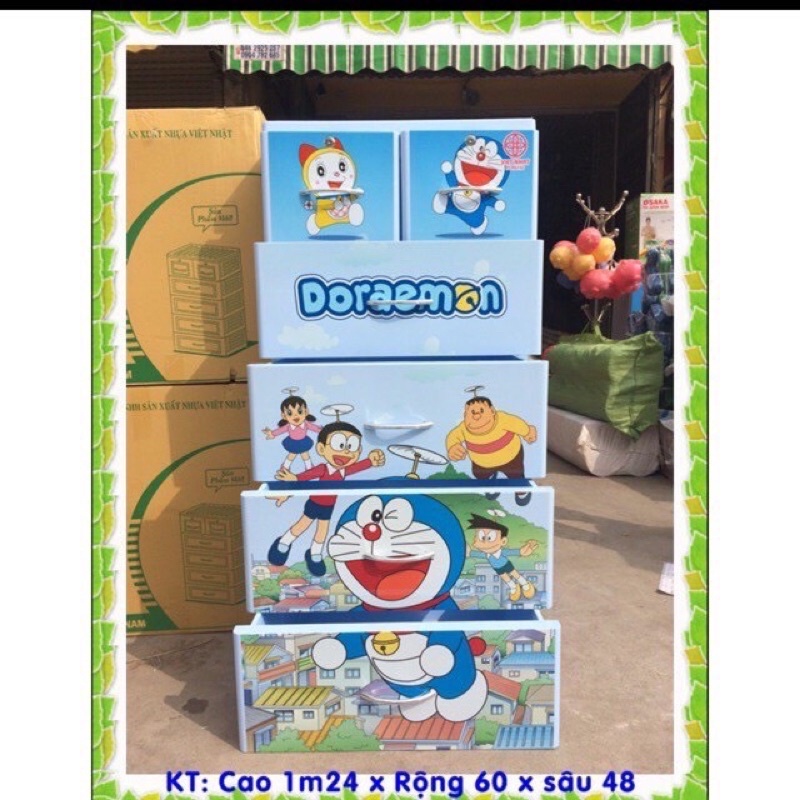 (Mẫu mới nhất) Tủ nhựa 5 tầng 6 ngăn Việt Nhật chính hãng 60x48x120cm (tay nắm nổi)