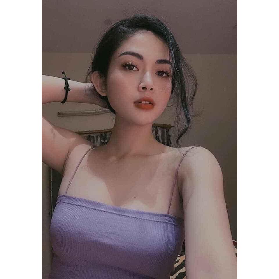 Áo 2 dây sợi bún thun gân đẹp  đen trắng  áo croptop ôm mặc trong siêu mát