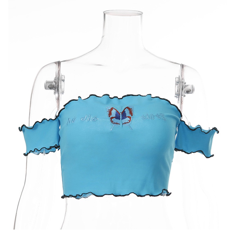 DUNEA Áo Thun Trễ Vai Dáng Ngắn Thiết Kế Quyến Rũ Cho Nữ