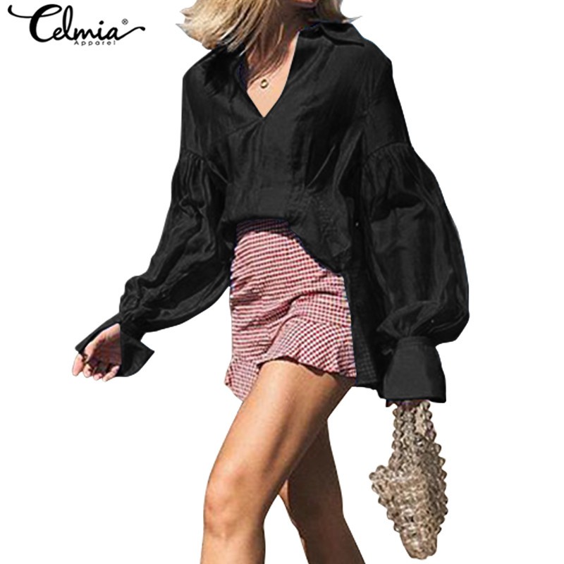 Áo Sơ Mi Nữ Celmia Dài Tay Cổ Bẻ Thời Trang Hàn Quốc