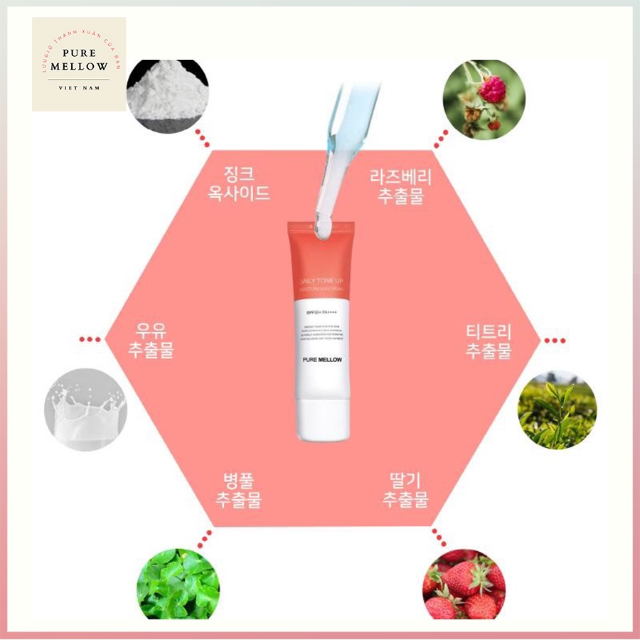 Kem Chống Nắng Hàn Quốc Bật Tone Trắng Hồng PureMellow Không Gây Nhờn Bết Dính Phù Hợp Mọi Loại Da Dung Tích 50ML | BigBuy360 - bigbuy360.vn