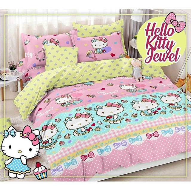 Ga Trải Giường Vải Lanh Cotton Hình Doraemon / Hello Kitty Dễ Thương